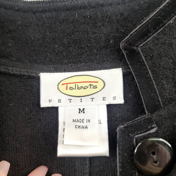 Talbots Petites Black Merino Wool Button-Up Jacket Pockets Medium - Picture 3 of 9